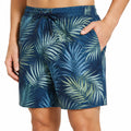 Bañador de hombre talla L - azul marino con estampado de hojas - tejido ligero con bolsillos y cordón ajustable