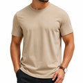 Camiseta de hombre talla L de algodón beige de manga corta estilo básico