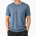Camiseta para hombre talla L de tejido de punto azul grisáceo - manga corta cuello redondo