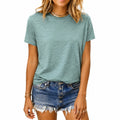 Camiseta de mujer talla S verde grisáceo de tejido jaspeado estilo casual