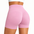 Shorts deportivos para mujer talla M de tejido elástico rosa - cintura alta ajustada