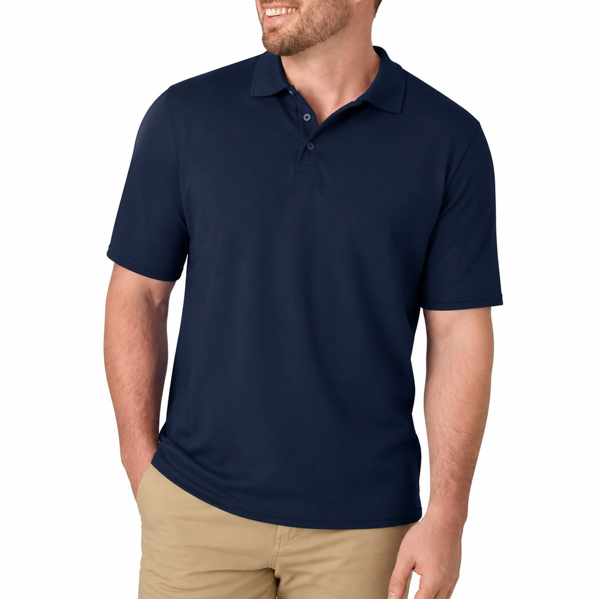 Polo de hombre talla M azul marino de manga corta estilo clásico