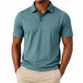 Polo de hombre talla L verde azulado de punto texturizado de manga corta estilo casual