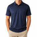 Polo de hombre talla M azul marino de tejido sintético con manga corta y cuello clásico