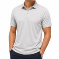 Polo de hombre talla L en tejido técnico gris claro de manga corta estilo casual