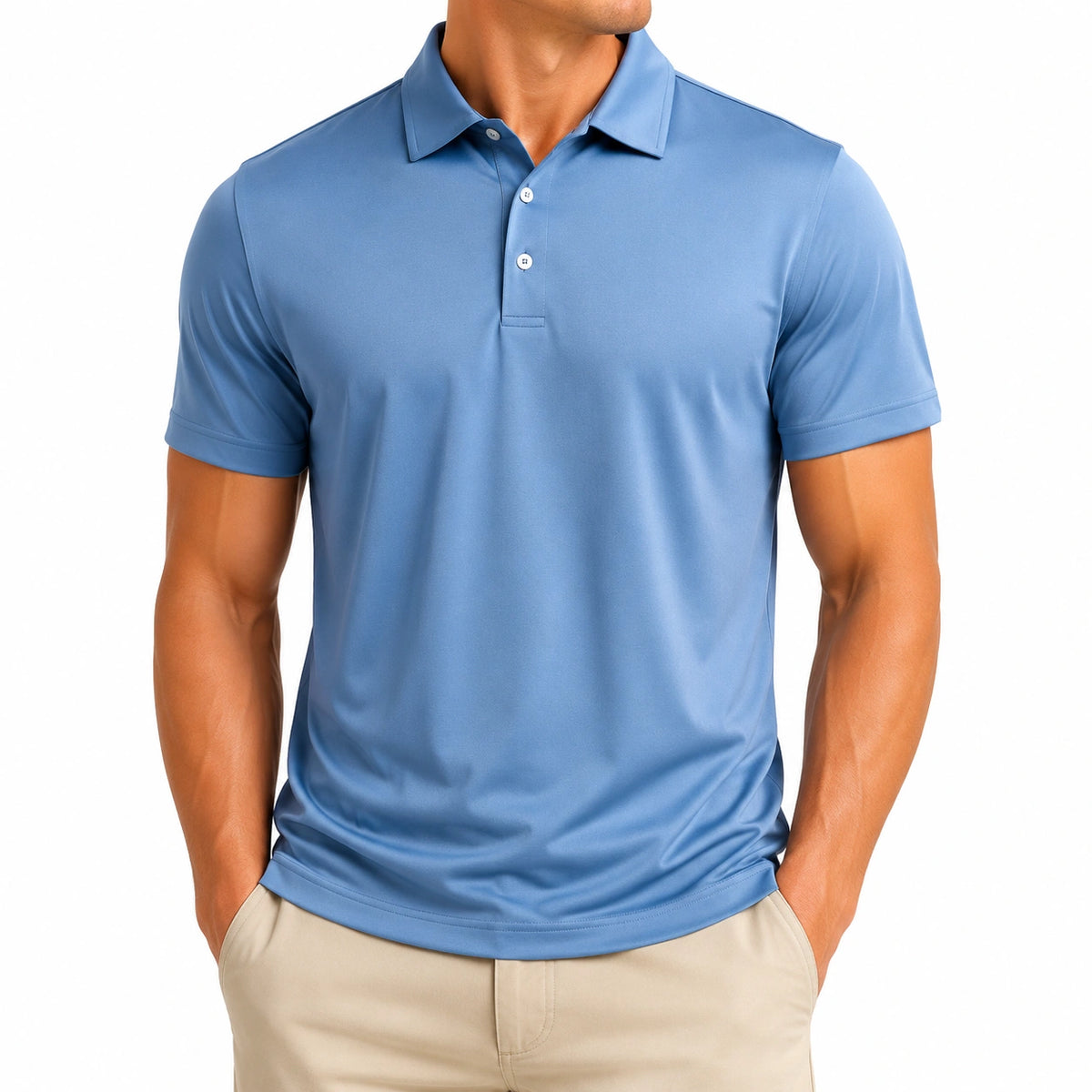 Polo de hombre talla M azul de punto liso de manga corta estilo casual
