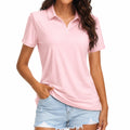 Polo de mujer talla M rosa de tejido sintético de manga corta estilo casual